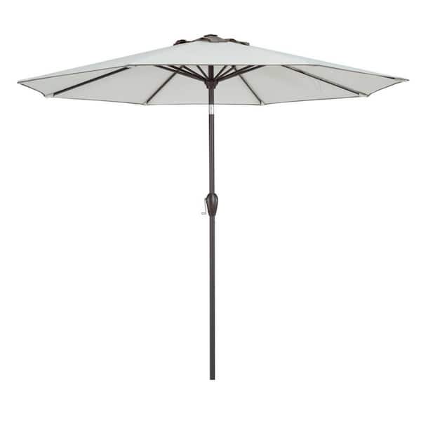 HomeRoots 9 ft. Market Push Button Patio Umbrella in Grey