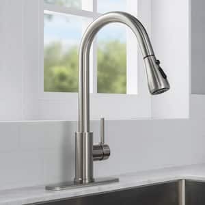 Frankfurt Single-Handle Pull-Down Sprayer Kitchen Faucet with Pre-Rinse Sprayer in Brushed Nickel