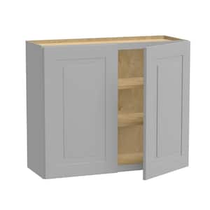 Grayson Pearl Gray Painted Plywood Shaker Assembled Wall Kitchen Cabinet Soft Close 36 in W x 12 in D x 30 in H