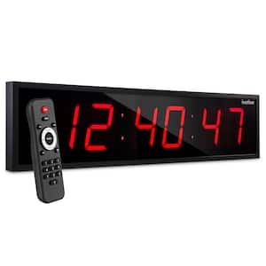 24 in. Large Digital Wall Clock, LED Digital Clock with Timer and Alarm, Red