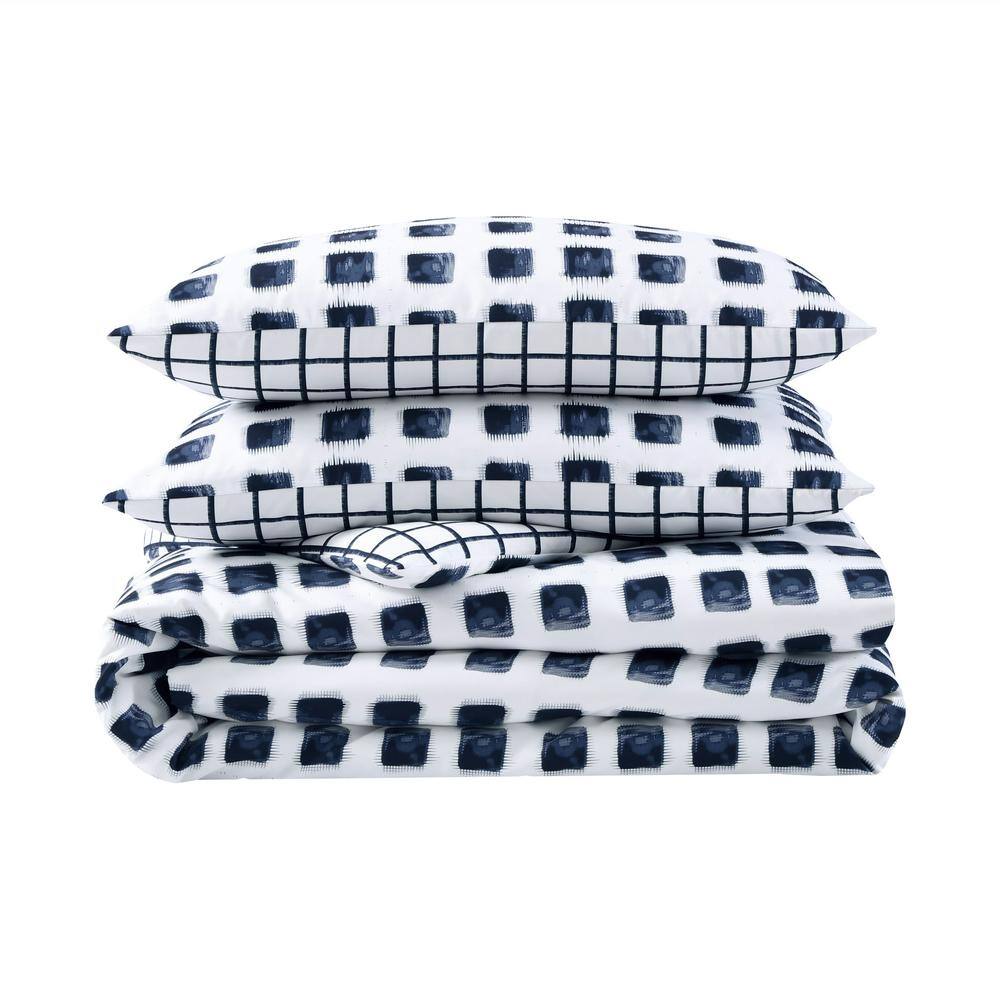 Urban Shibori Blue and White Microfiber Full/Queen Duvet Cover Set