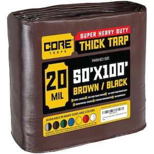 50 ft. x 100 ft. Brown/Black 20 Mil Heavy Duty Polyethylene Tarp, Waterproof, UV Resistant, Rip and Tear Proof