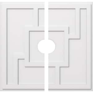 1 in. P X 13-1/4 in. C X 38 in. OD X 6 in. ID Knox Architectural Grade PVC Contemporary Ceiling Medallion, Two Piece