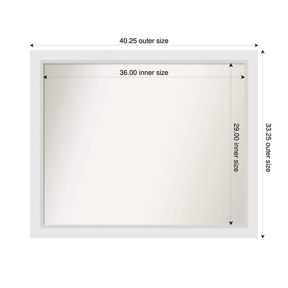 Blanco White 40.25 in. x 33.25 in. Custom Non-Beveled Wood Framed Bathroom 