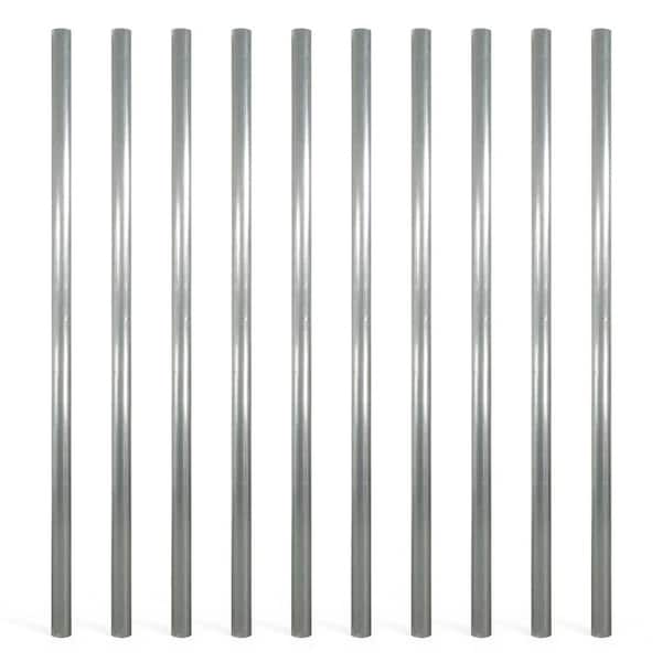 Silver Galvanized 1-7/8 in. x 1-7/8 in. x 6 ft. Steel Line Chain Link Fence Post (10 Pack)