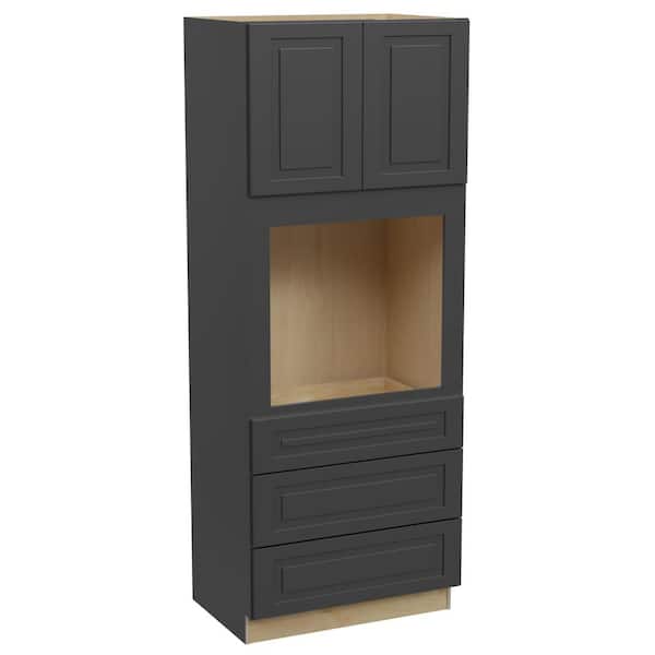 Grayson 33 in. W x 24 in. D x 90 in. H Assembled Plywood Double Oven Kitchen Cabinet in Deep Onyx with Soft Close