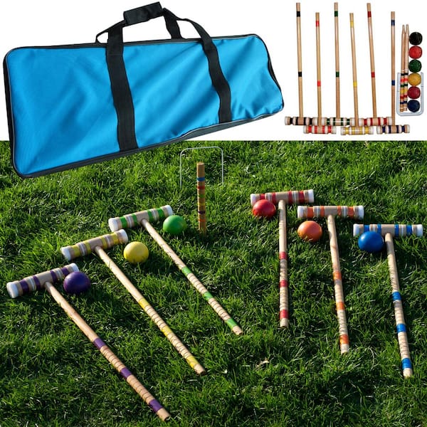 Hey! Play! Deluxe Wooden Croquet Set with Carrying Case