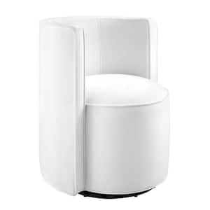 Della Performance Velvet Fabric Swivel Chair in White