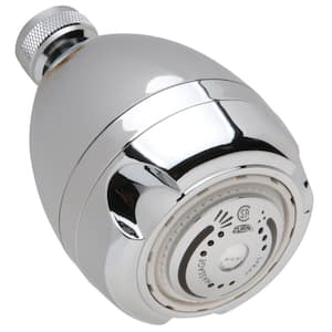 Temp-Gard 1-Spray Patterns, 2.6 in. Single Wall Mount Fixed Shower Head, Adjustable in Chrome