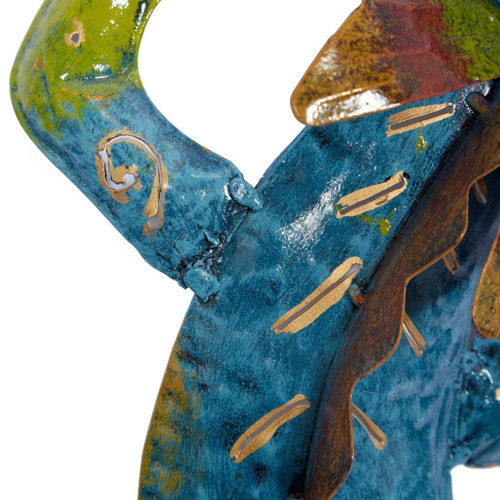 Colorful Metal Climbing Gecko Wall Sculpture, 28" x 13"
