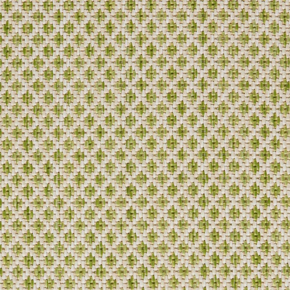 Courtyard Ivory Green 4' Square Geometric Outdoor Rug