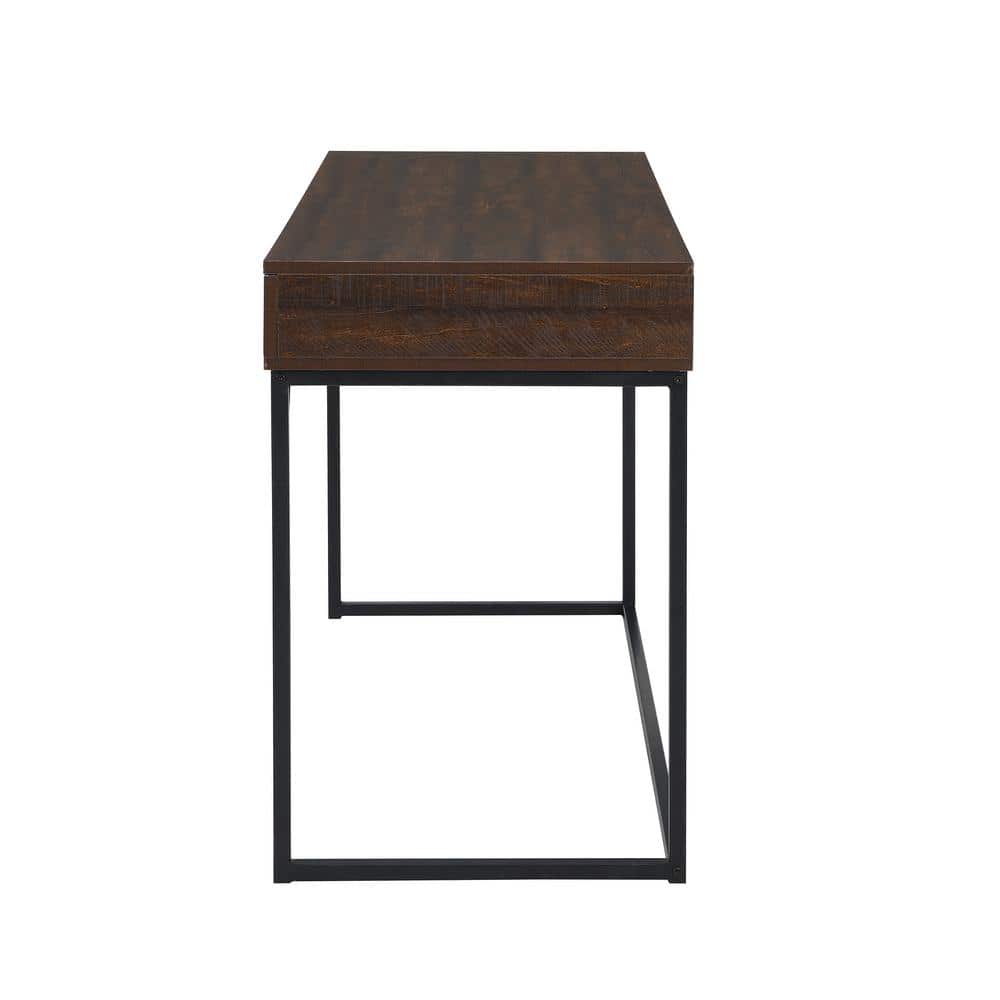 Elm and Black Wood Computer Desk with Drawers