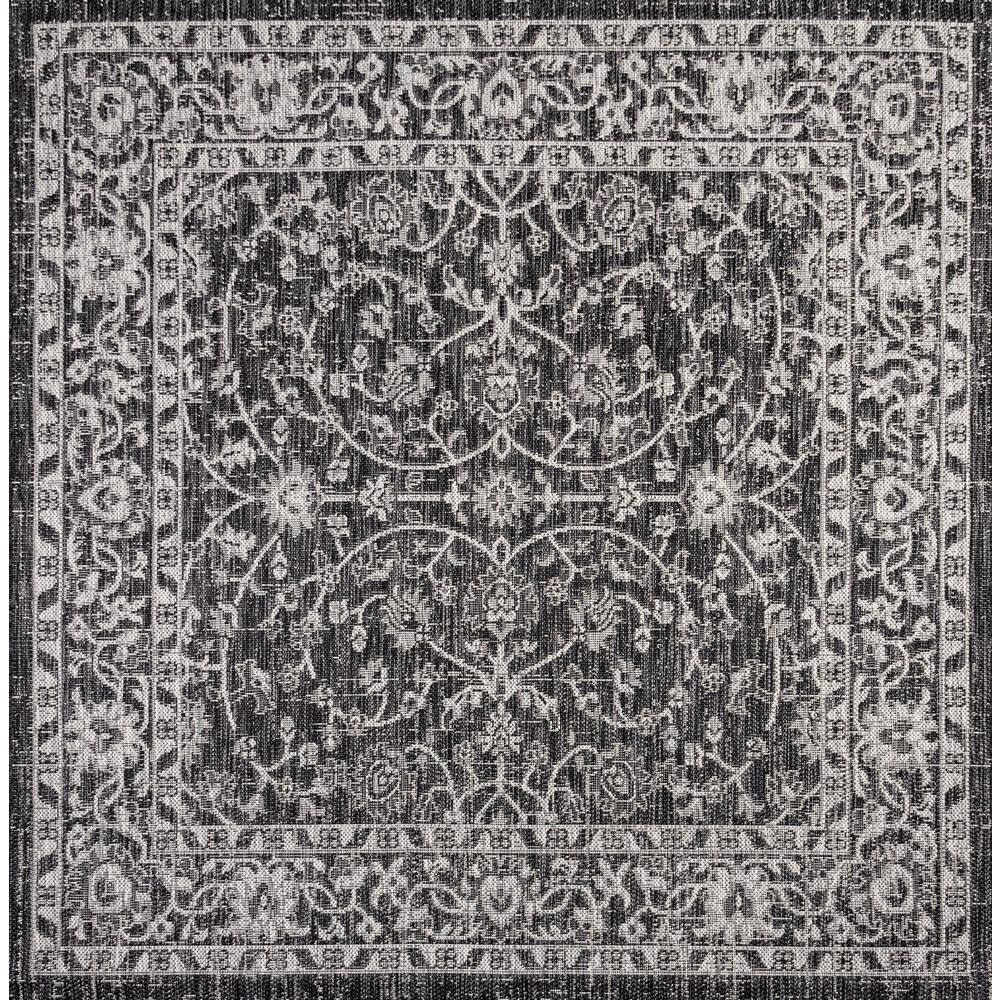 Palazzo Vine Black/Gray 5' Square Synthetic Indoor/Outdoor Rug