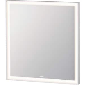 L-Cube 2.625 in. W x 27.5 in. H Rectangular Frameless Wall Mount Bathroom Vanity Mirror in White Aluminum