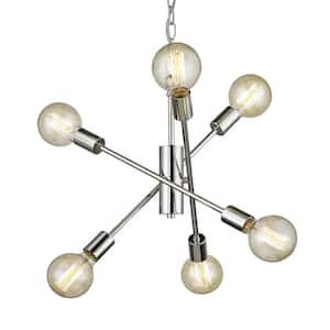 Fife 6-Light Polished Nickel Sputnik Chandelier with G30 Vintage Bulb