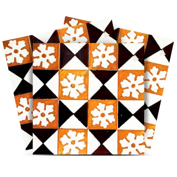 MI ALMA White, Orange, Black V34 12 in. x 12 in. Vinyl Peel and Stick Tile (24 Tiles, 24 sq. ft./pack)