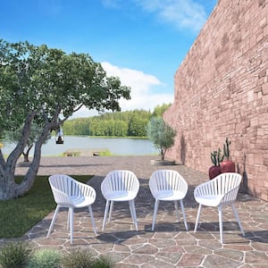 Pachira 4-Piece Chairs Set : Aluminum Legs : Ideal for Outdoors and Indoors, White