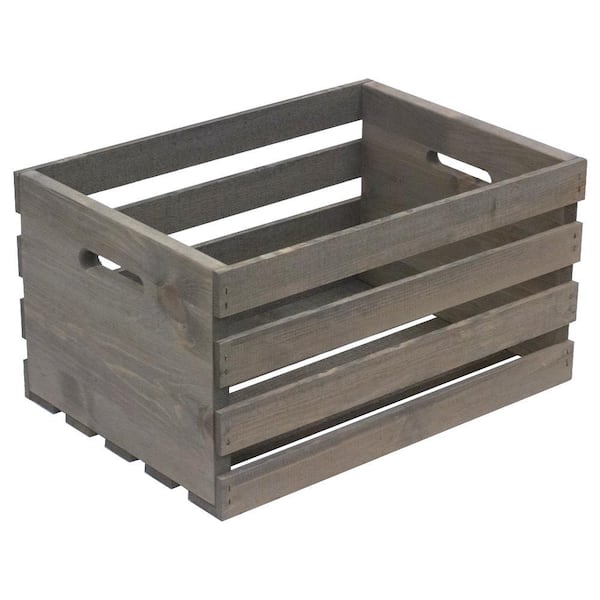 Crates & Pallet 18 in. x 12.5 in. x 9.5 in. Large Crate in Weathered Gray