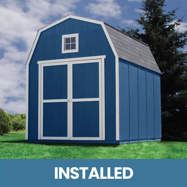 Handy Home Products Professionally Installed Montana 8 ft. x 10 ft. Outdoor Barn Wood Storage Shed with Black Onyx Shingles (80 sq. ft.)