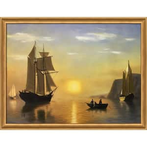 A Sunset Calm in the Bay of Fundy by William Bradford Muted Gold Glow Framed Abstract Painting Art Print 34 in. x 44 in.