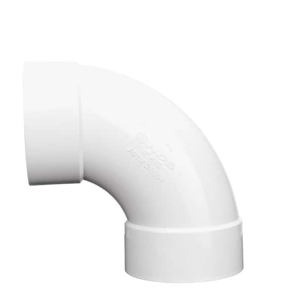 PVC S&D 90° Long-Turn Elbow, 4 in. Hub X Hub