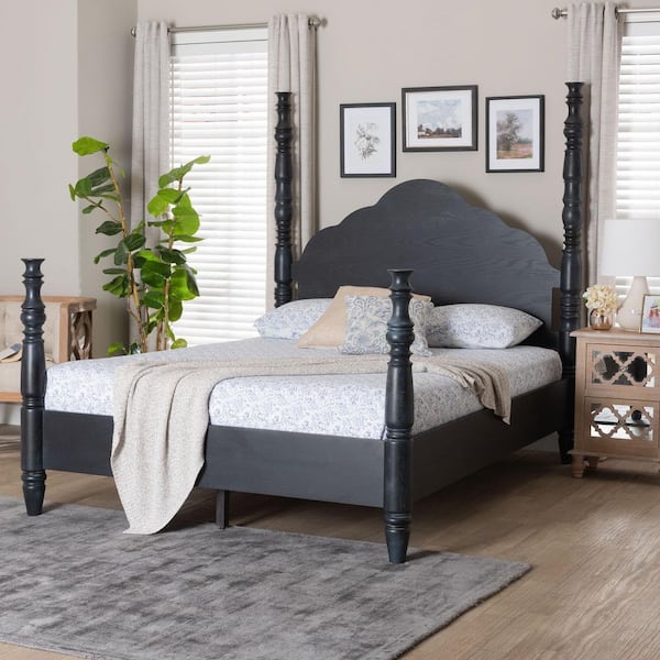 Martino Black Wood Frame King Four Poster Bed