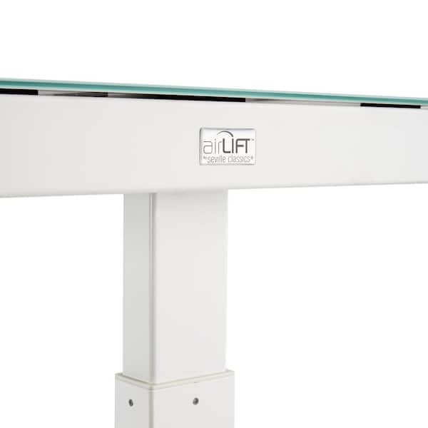 Seville Classics - airLIFT 47.5 in. White Rectangular 1-Drawer Electric Standing Desk with Adjustable Height