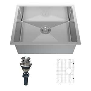 23 in. Drop-In/Undermount Single Bowl 18-Gauge Brushed Stainless Steel Kitchen Sink with Accessories