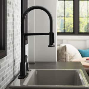 Setra Single-Handle Semi-Professional Kitchen Sink Faucet with Soap Dispenser in Matte Black