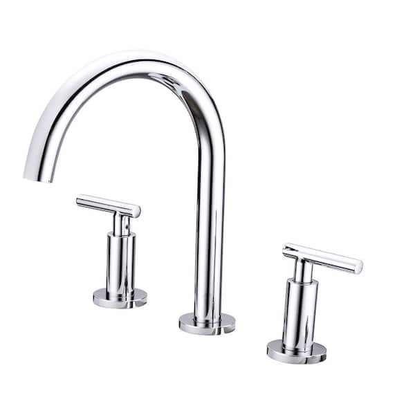 WELLFOR 8 in. Widespread Double-Handle Bathroom Faucet in Polished Chrome