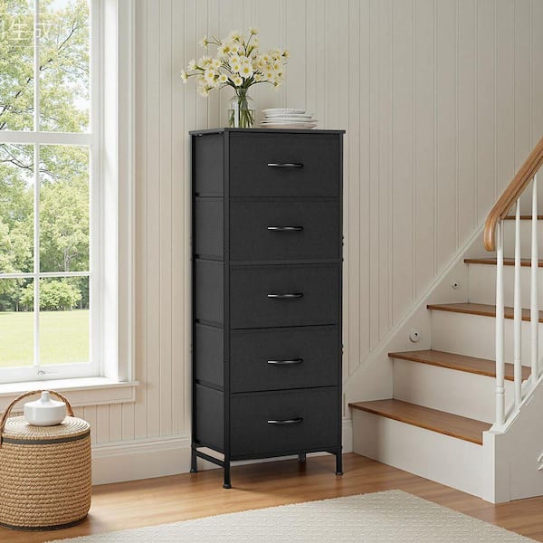 WONDER COMFORT Classical Black 5 Drawer 11.8 in. Wide Chest of
