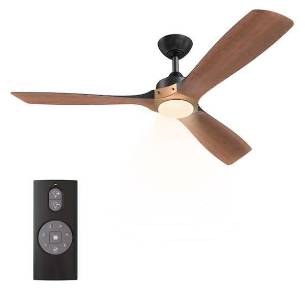 Stapleton II 52 in. Indoor Matte Black Ceiling Fan with Color Changing Integrated LED Light and Remote Control Included