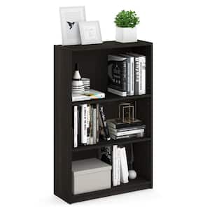 40.3 in. Espresso Wood 3-shelf Standard Bookcase with Adjustable Shelves