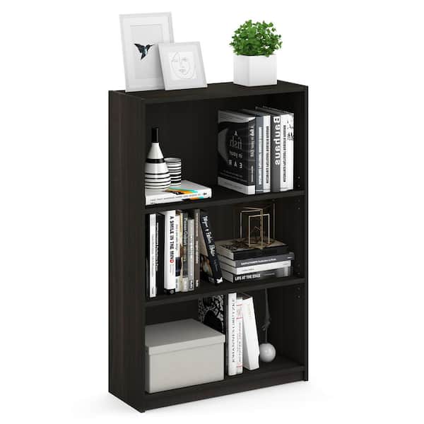 Furinno 40.3 in. Espresso Wood 3-shelf Standard Bookcase with Adjustable Shelves