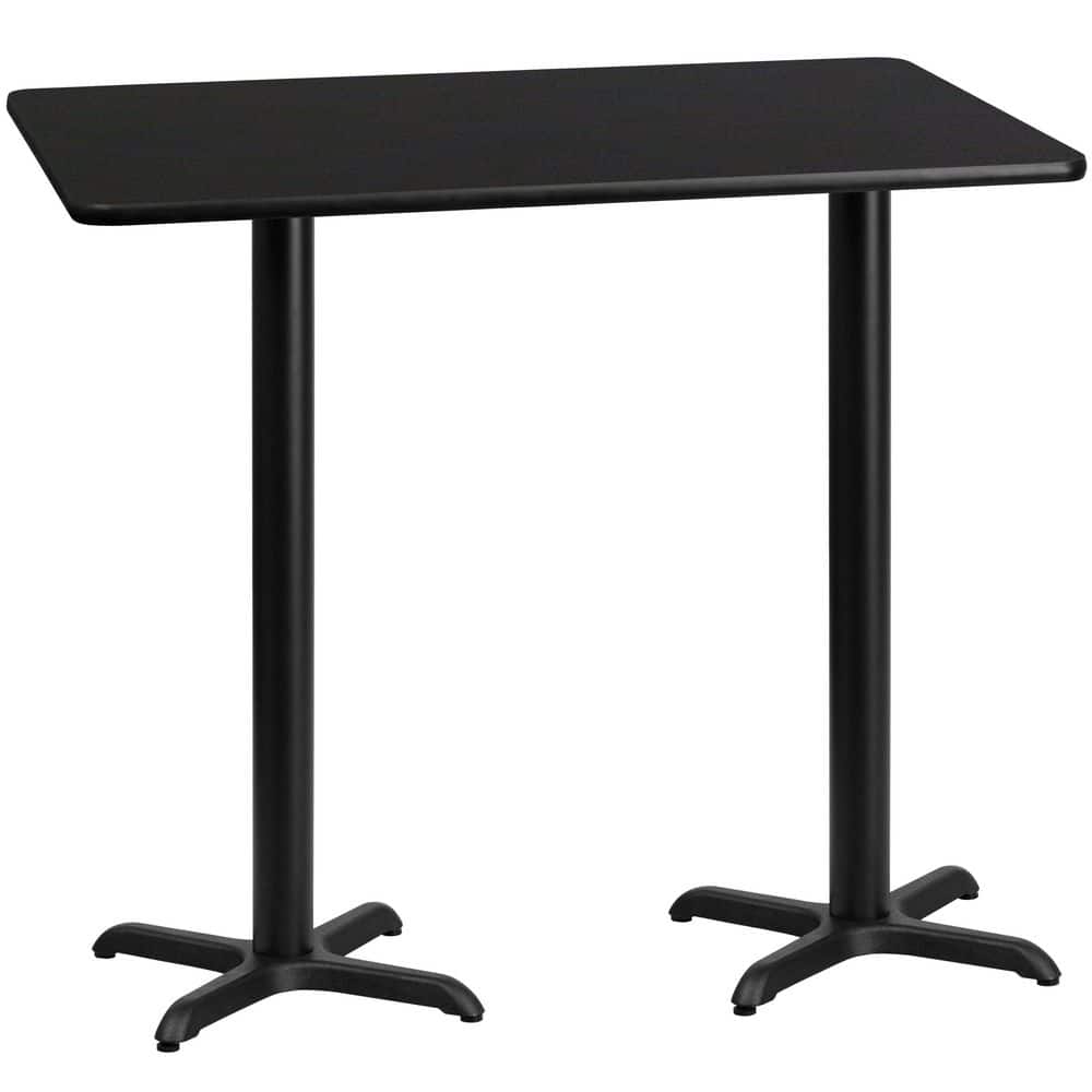 Black Laminate Rectangular Bar Height Table with Cast Iron Base