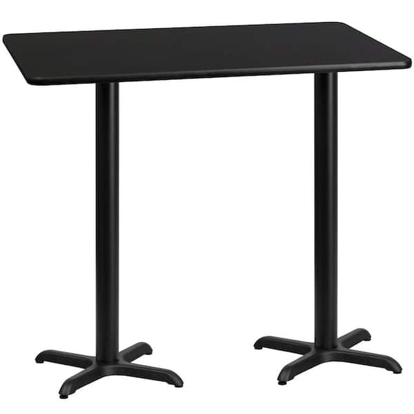 Flash Furniture Stiles 6-Bottle Restaurant Dining Table and Bases - Bar Height Black Rectangular Laminate Table Top