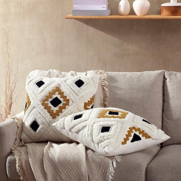 Boho Living Jada Geometric White 20 in. x 20 in. Braided Jute Decorative  Throw Pillow YMO006946 - The Home Depot