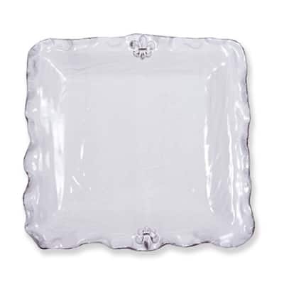 Fleur De Lis White Ceramic Platter