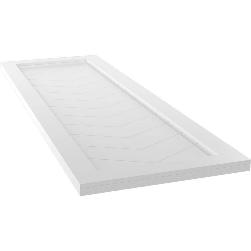 Unfinished White PVC Chevron Modern Decorative Shutters, 12"W x 48"H