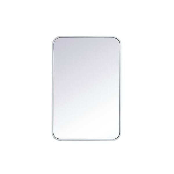 Unbranded Timeless Home 30 in. H x 20 in. W White Modern Soft Corner Rectangular Wall Mirror