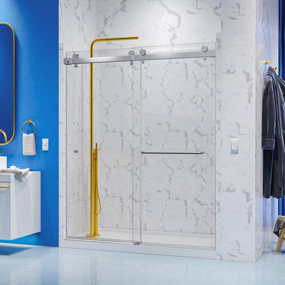 Holcam Luna 56 in. 58 in. W x 74 in. H Frameless Bypassing Sliding