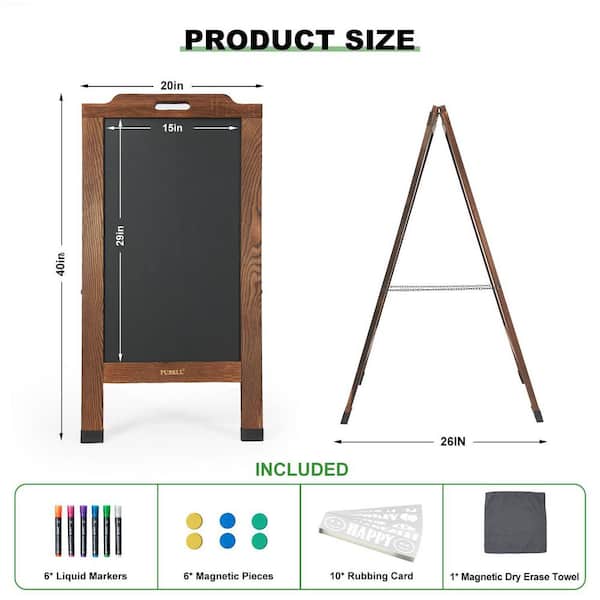 Afoxsos 1-Pack Double-Sided Magnetic Chalkboard Sign Wooden Easel