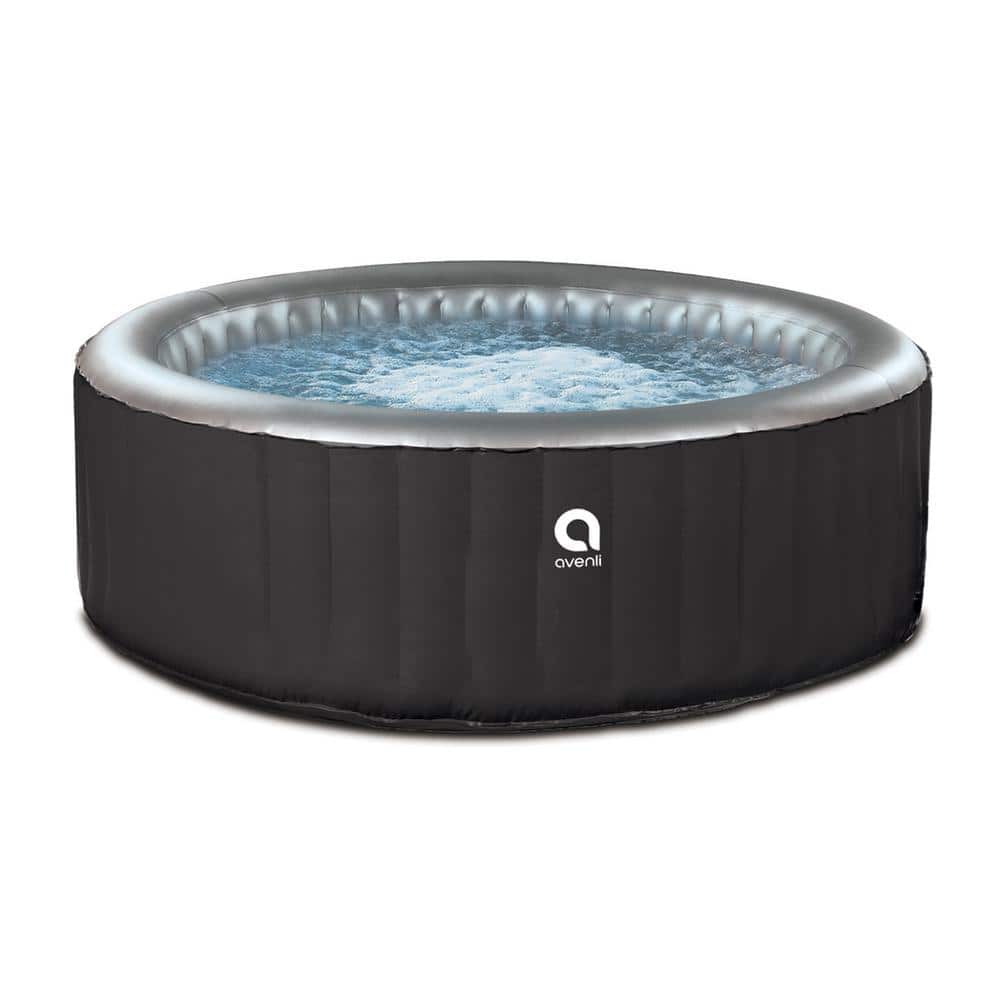 Black Round Inflatable 3-Person Hot Tub Spa with Control Panel