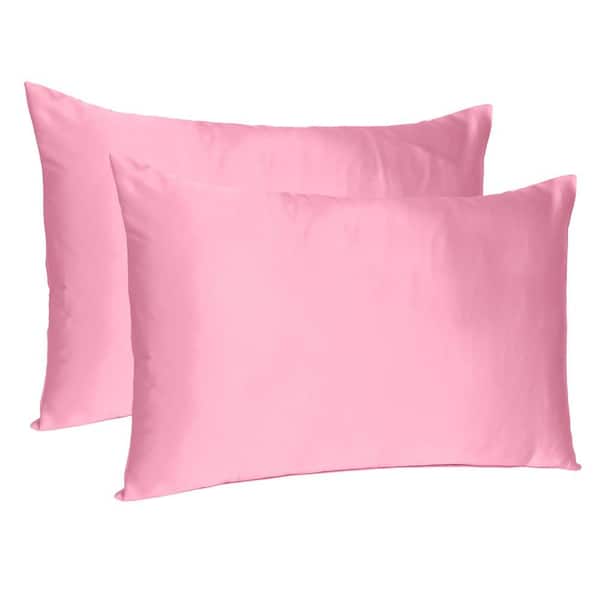 HomeRoots Amelia Pink Rose Solid Color Satin Queen Pillowcases (Set of 2)
