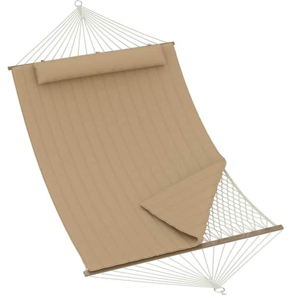 Double Quilted 2 Person Outdoor Hammock – Spreader Bars, Large Removable Pillow