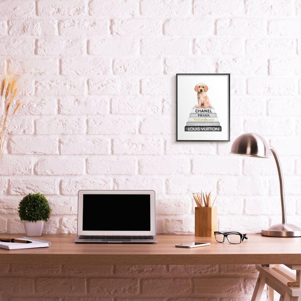 Glam Puppy on Designer Bookstack Framed Wall Art, 11 x 14