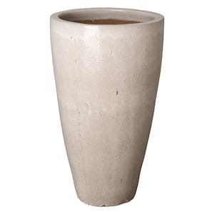 40 in. Tall Distressed White Round Ceramic Planter