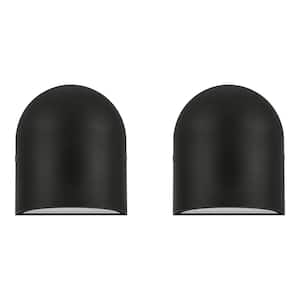 Jasper 5.5 in. Sand Black Hardwired Outdoor Wall Lantern Sconce with Integrated LED (2-Pack)