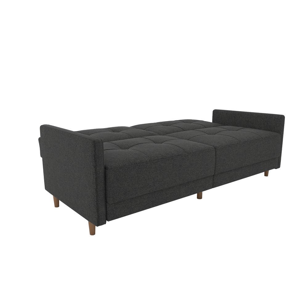 Andora Gray Linen Tufted Twin Sleeper Sofa with Wood Legs