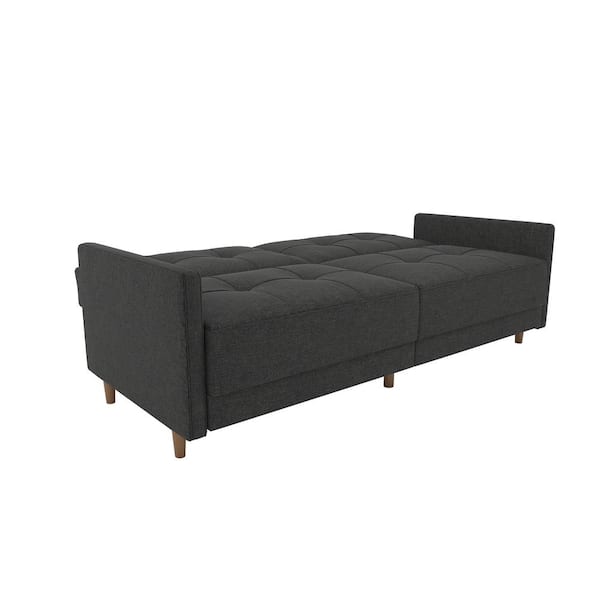 Andora Coil Twin/Double Size Gray Linen Futon